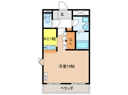 ウッドヴィレッジIII(1K/1階)の間取り写真