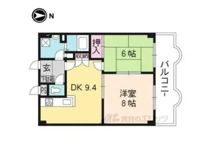 グリーンヴィレッジ吉田(2LDK/3階)の間取り写真