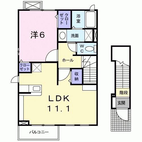 アヴェニューハマノ(1LDK/2階)の間取り写真