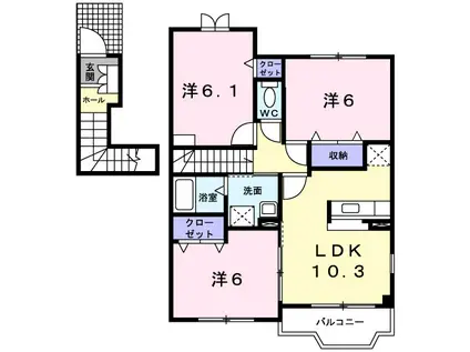 エスペランサII(3LDK/2階)の間取り写真