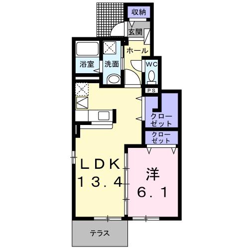 ピュアライヴVII A(1LDK/1階)の間取り写真