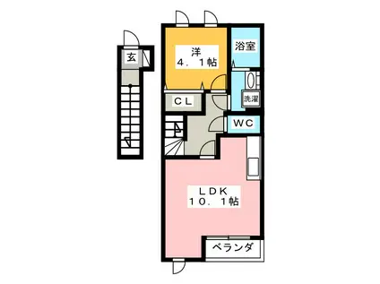 ランドスケープANDOII(1LDK/2階)の間取り写真