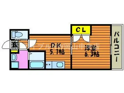 GRAND ETERNA岡山II(1DK/10階)の間取り写真