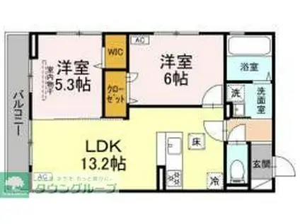 BLANC CUBE(2LDK/1階)の間取り写真