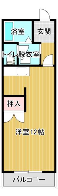 田畑ハイツ上の段(ワンルーム/3階)の間取り写真