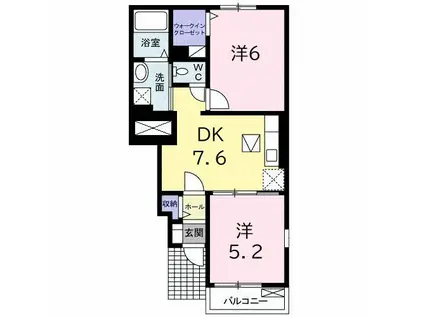 メゾン アスナロ II(2DK/1階)の間取り写真