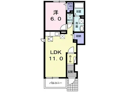 ソレアードツクダ(1LDK/1階)の間取り写真