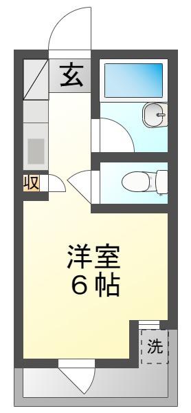 ダイバーシティ武庫川(ワンルーム/1階)の間取り写真