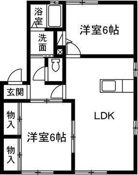 コスモB(2LDK/2階)の間取り写真