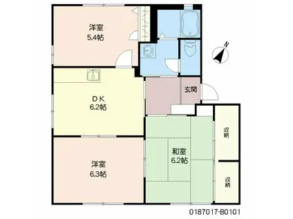 マイフローラ  B棟(3DK/1階)の間取り写真