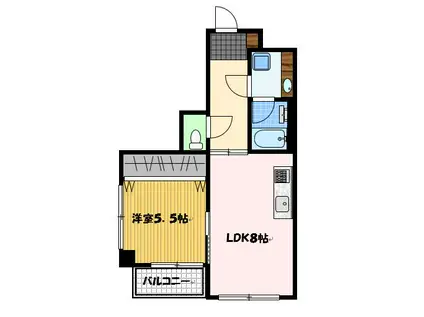 ティーズヴィラ(1LDK/4階)の間取り写真