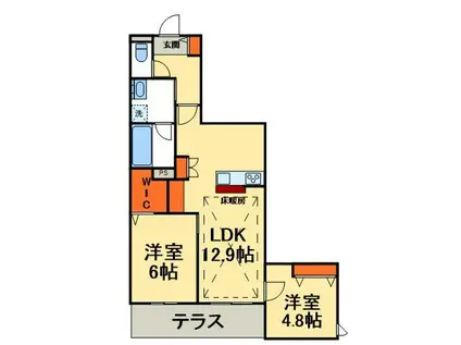 プレミアメゾン(2LDK/1階)の間取り写真