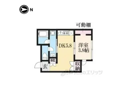 山善ビル(1DK/6階)の間取り写真