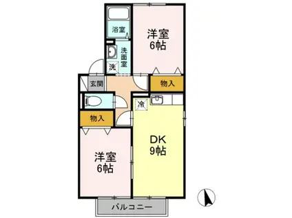 サンセール連島A棟(2DK/1階)の間取り写真