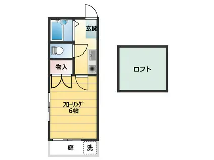 ルピナス上足洗(1K/1階)の間取り写真