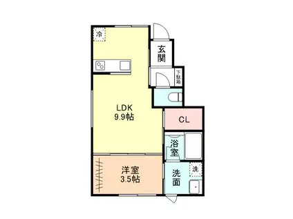ＪＲ城端線 高岡駅 徒歩6分 2階建 築1年(1LDK/1階)の間取り写真
