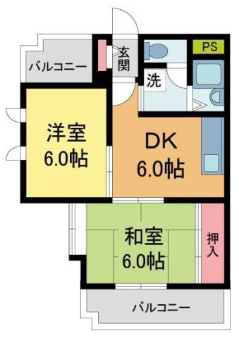 フローレンス西宮I(2DK/1階)の間取り写真