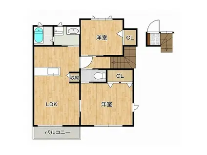 サイドフォレストC(2LDK/2階)の間取り写真