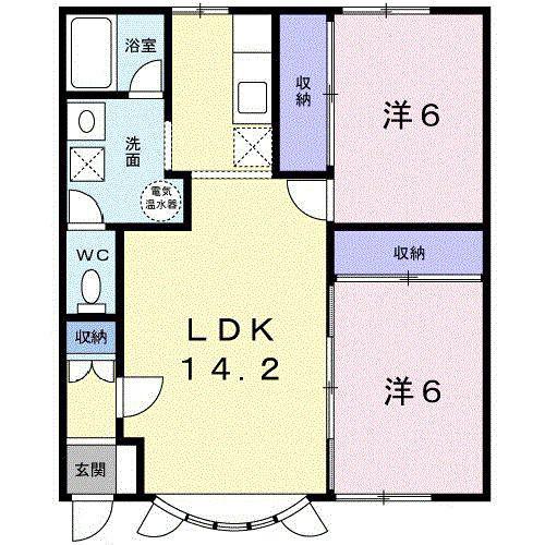 PARK喜多川A(2LDK/2階)の間取り写真