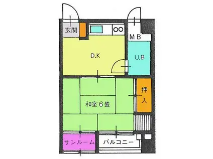 RITZII(1DK/2階)の間取り写真