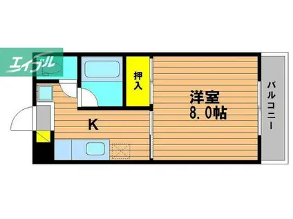 シャトレハイツ今村(1K/4階)の間取り写真