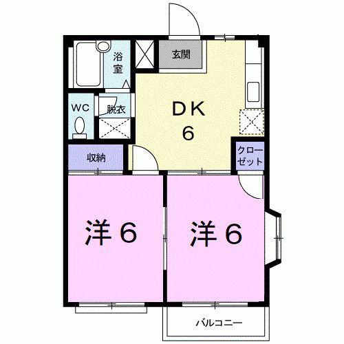 サンハイツ江藤(2DK/2階)の間取り写真