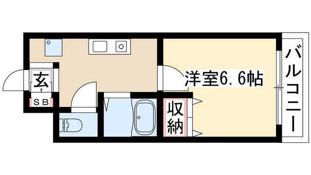サンガーデンムゲンダイ(1K/2階)の間取り写真