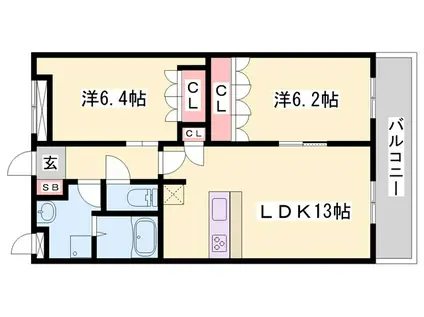 コンフォルト スクエア(2LDK/2階)の間取り写真