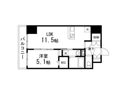 スパシアス鉄砲町東(1LDK/9階)の間取り写真