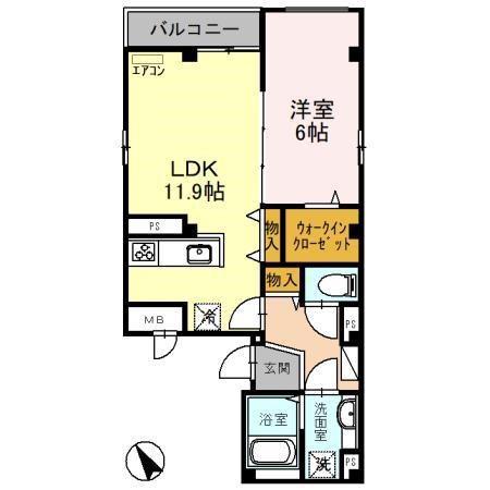 グランメゾン北浦和(1LDK/4階)の間取り写真