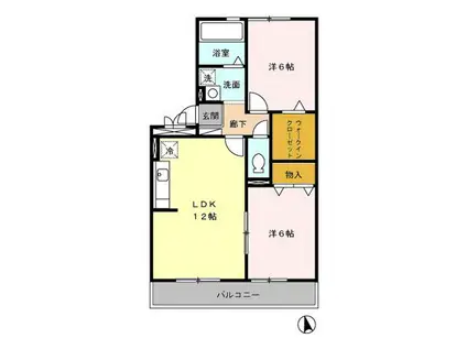 サントゥールA(2LDK/3階)の間取り写真