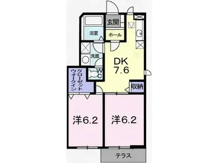 インプレス(2DK/1階)の間取り写真