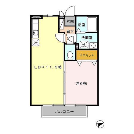 サニーコート杉本C(1LDK/2階)の間取り写真