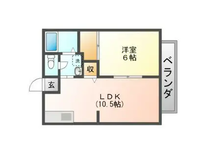 ハートピア7番館(1LDK/2階)の間取り写真