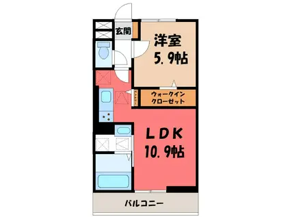 ノーブルヴィラ曙町(1LDK/1階)の間取り写真