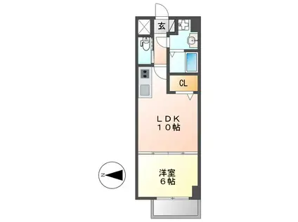 H-F名駅北レジデンスウエスト(1LDK/5階)の間取り写真