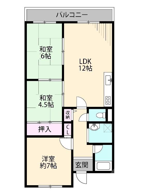 マーベラス摂津(3LDK/2階)の間取り写真