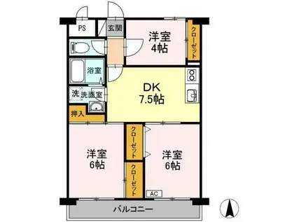 メゾン・ド・昭裕 I(3DK/1階)の間取り写真