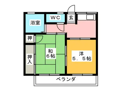 シティハイムウチダ(2K/2階)の間取り写真