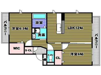 ファミーユ・M(2LDK/2階)の間取り写真