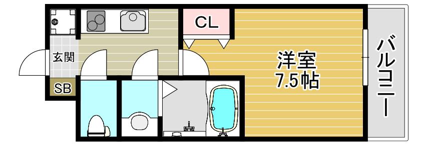 スプランディッド中之島ウエスト(1K/2階)の間取り写真