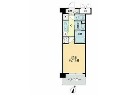 フェリース横濱(1K/7階)の間取り写真