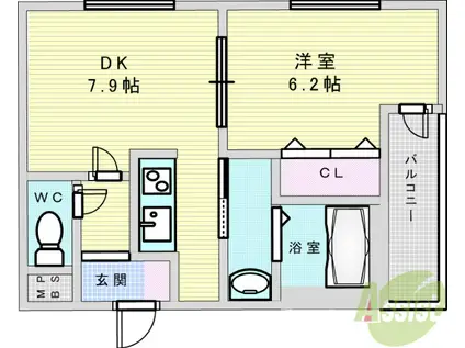 フジパレス淡路Ⅱ番館(1DK/3階)の間取り写真