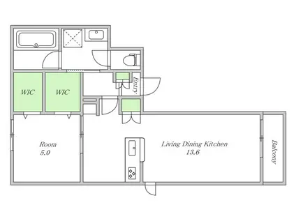 MAISON DE CHATON ABENO(1LDK/2階)の間取り写真