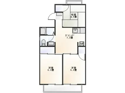 TTハイツ2(3DK/1階)の間取り写真