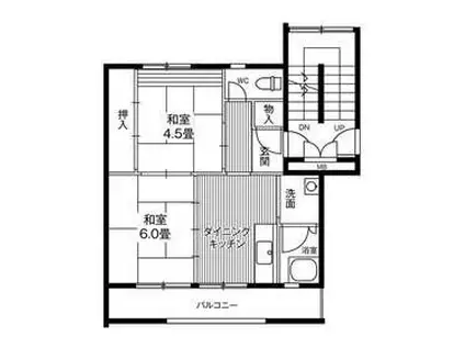 ビレッジハウス仙台鶴ケ谷五丁目8号棟(2DK/3階)の間取り写真