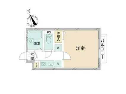 ドミールオオタ(1K/1階)の間取り写真