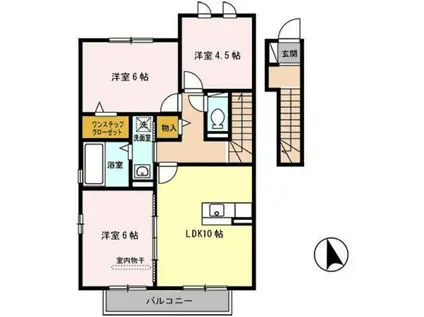 イルデパンB棟(3LDK/2階)の間取り写真