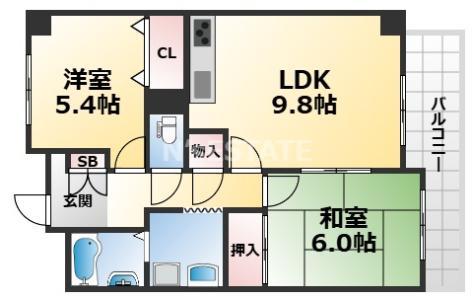 ベルアエフ(2LDK/1階)の間取り写真
