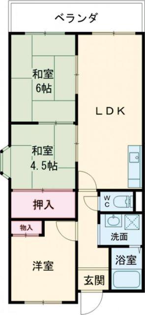 ヴィラージュ私市(3LDK/2階)の間取り写真